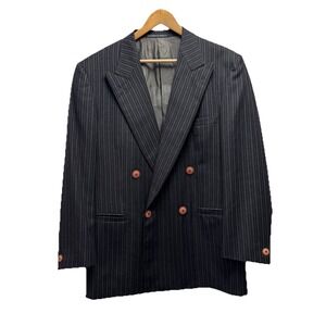 Gianni Versace Couture Men's 50 Black Striped Double Breasted Wool 2-Piece Suit
